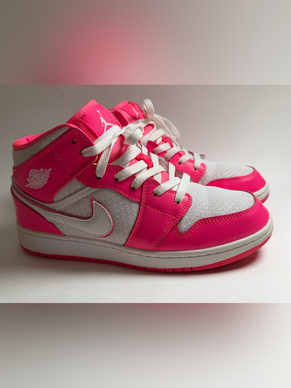 Jordan Kids' High-Top Sneakers in Hot Pink and White